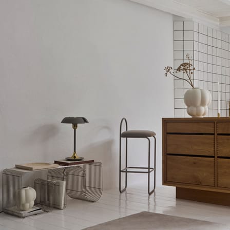 Banc Curva métal argent / Etagère - L 100 cm - AYTM