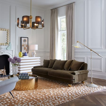 Canapé droit Greenwich vert / L 220 cm - Velours - Jonathan Adler
