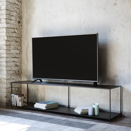 Meuble TV Slim Irony métal noir / Console - L 180 x H 45 cm - Zeus