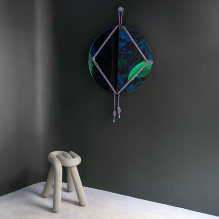 Miroir mural Shibari Rond verre bleu / Ø 65 cm - Moustache