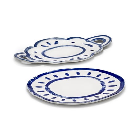 Plat de service The Line-up céramique bleu / Ovale - 40,5 x 26,5 cm - Serax