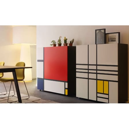 Armadio Homage to Mondrian legno multicolore / Shiro Kuramata, 1975 - L 112 x H 116 cm / Ruote - Cappellini