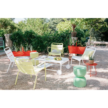 Fauteuil lounge Luxembourg métal bleu / Dossier droit - Fermob