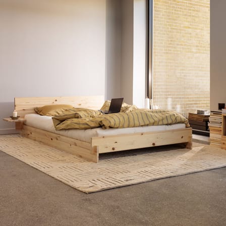 Lit double Latch / Pour matelas 180 x 200 cm - Tête de lit avec tables de chevet - KARUP