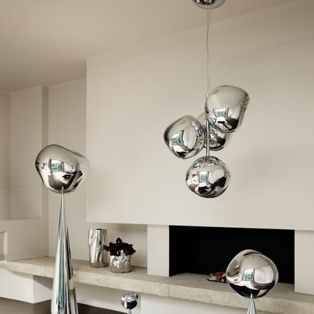 Melt Chandelier Mini Pendant plastic material silver / LED / Ø 54 x H 63 cm / Metallised polycarbonate (color change) - Tom Dixon