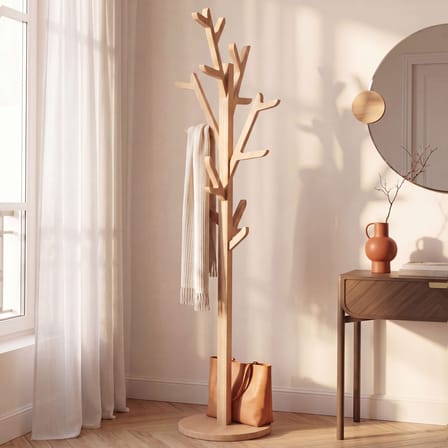 Portemanteau sur pied Ambroise bois naturel / H 180 cm - Hartô
