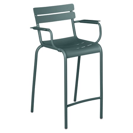 Chaise de bar Luxembourg Bridge métal gris / H 69,5 cm - Accoudoirs - Fermob