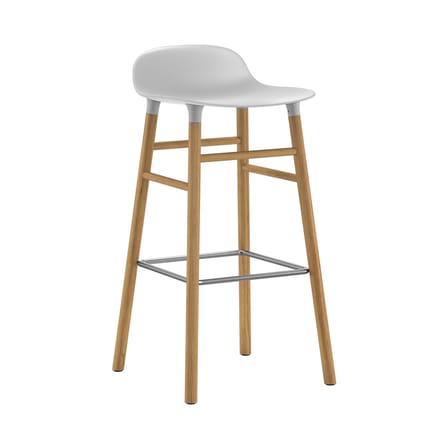 Barhocker Form plastikmaterial weiß / H 75 cm - Stuhlbeine Eiche - Normann Copenhagen