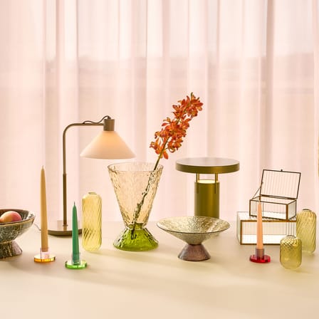 Bougeoir Astra Small verre orange - HÜBSCH