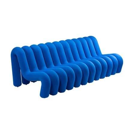 Canapé droit Extra Bold Sofa tissu bleu / 3 places - L 224 cm (12 tubes) - Moustache