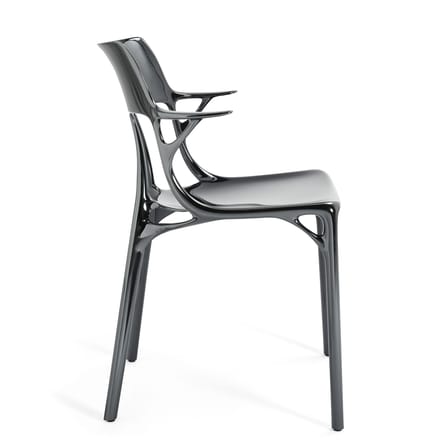 Fauteuil A.I plastique argent métal métallisé / Conçu par une intelligence artificielle - 100% recyclé - Kartell
