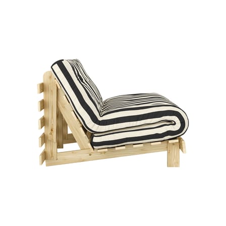 Fauteuil convertible Roots tissu noir / Dormeuse & lit d'appoint - 3 positions / Structure pin clair - KARUP
