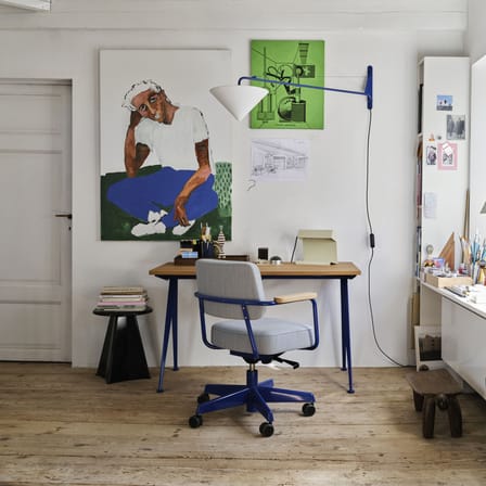 Tabouret Métallique métal bleu / Jean Prouvé, 1936 - Vitra