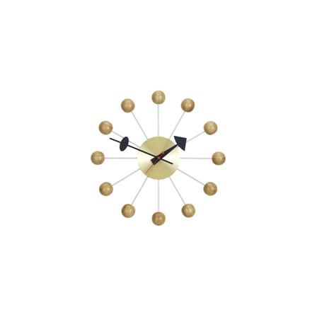 Ball Clock Wall clock natural wood / By George Nelson, 1948-1960 / Ø 33 cm - Vitra