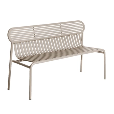 Banc avec dossier Week-end métal beige / Aluminium - L 121 cm - Petite Friture
