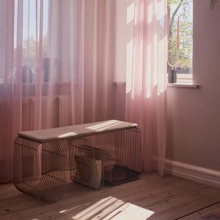 Banc Curva métal beige / Etagère - L 100 cm - AYTM