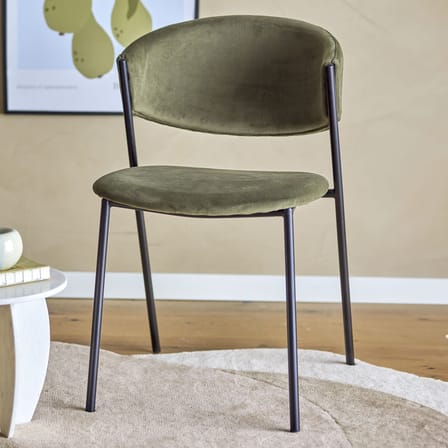 Chaise rembourrée Marlo tissu vert / Velours - Bloomingville