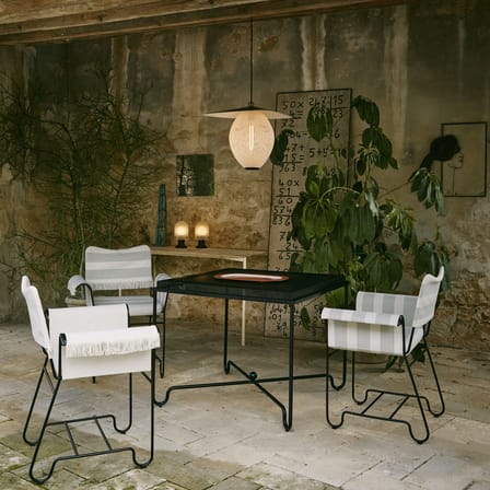 Fauteuil rembourré Tropique tissu gris / Sans franges - Matégot, réédition 50' - Gubi