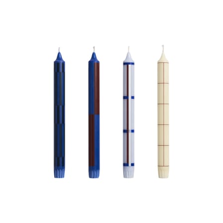 Langkerze Pattern wachs blau / 4er-Set - Hay