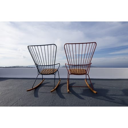 Rocking chair Paon métal blanc / bambou - Houe