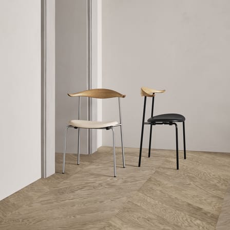 Stapelbarer Stuhl CH88P leder schwarz / Hans J. Wegner, 1955 -  Gepolsterte Ledersitzfläche - CARL HANSEN & SON