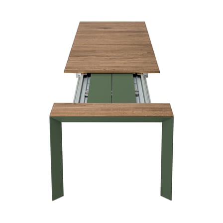 Table à rallonge Nori vert bois naturel / Teck - L 199 à 279 cm - Kristalia