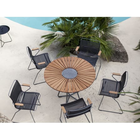 Table ronde Circle gris bois naturel /  Ø 110 cm - Bambou & granit - Houe