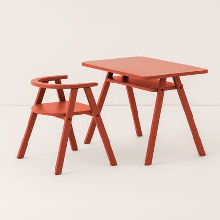 Bureau enfant Growing Green bois rouge / 70 x 45 x H 50 cm - NOBODINOZ