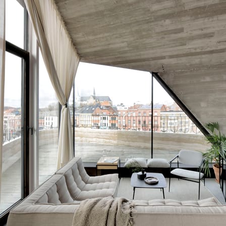 Canapé d'angle N701 tissu beige / Module d'angle arrondi 90° - L 120 cm - Ethnicraft