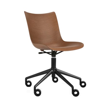 Chaise à roulettes P/Wood bois naturel / Hauteur réglable - Kartell