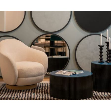 Fauteuil pivotant Bozzolo tissu blanc beige / Moyen modèle - L 75 cm / Laine bouclette - Maison Sarah Lavoine