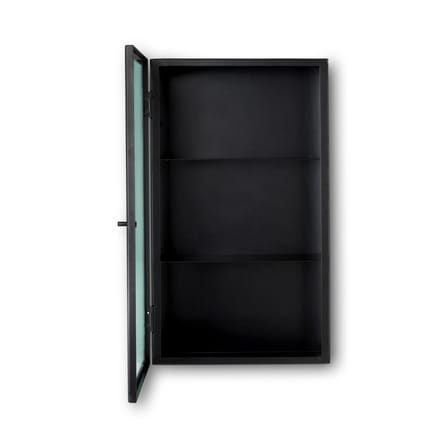 Rangement mural Haze métal noir / L 35 x H 60 cm - Verre cannelé - Ferm Living