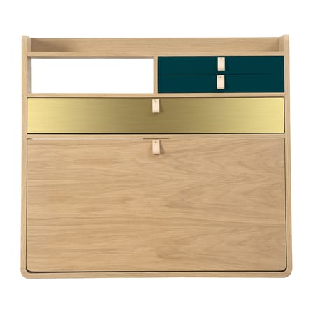 Secrétaire mural Gaston bleu bois naturel / L 80 x H 72 cm - Chêne - Hartô