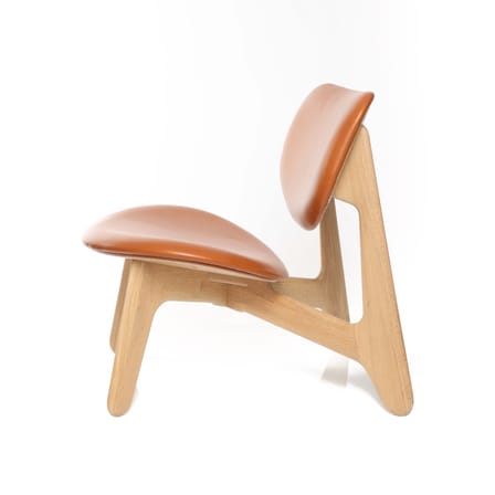 Fauteuil bas Slab Lounge cuir marron - Tom Dixon