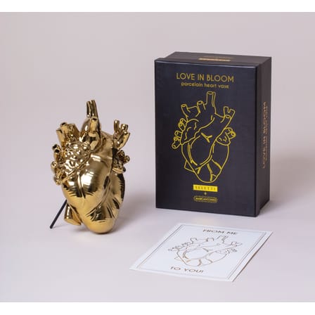Vaso Love in Bloom ceramica oro metallo / Cuore umano - Seletti