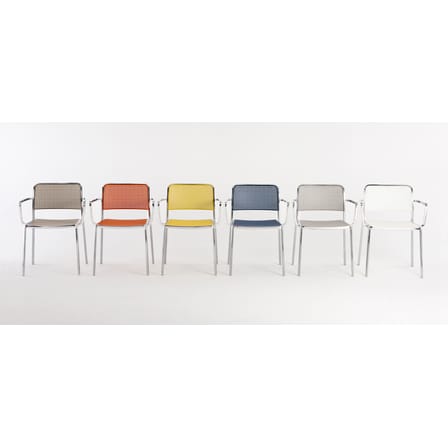 Fauteuil empilable Audrey plastique blanc / Structure aluminium poli / Seconde vie - Kartell
