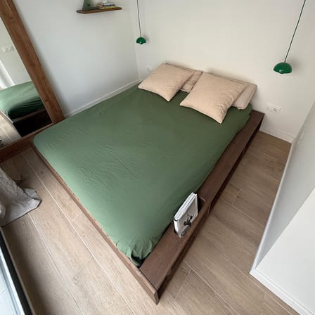 Lit double Ziggy / Pour matelas 160 x 200 cm - Rangements intégrés - KARUP DESIGN