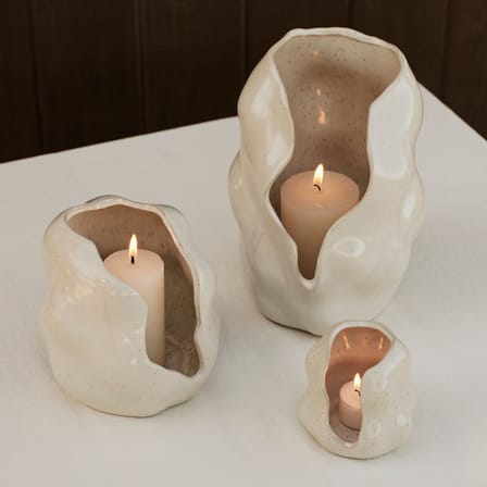 Photophore Hekla céramique beige / Ø 16 x H 16 cm - BROSTE COPENHAGEN