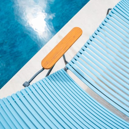 Transat inclinable Click Sunlounger plastique bleu / 7 positions - Houe