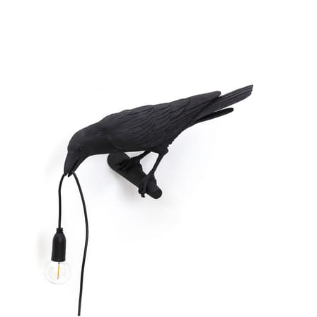 Applique avec prise Bird Looking plastique noir / Murale - Corbeau perché - Seletti