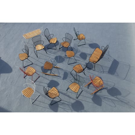 Fauteuil bas Paon métal noir bois naturel / bambou - Houe
