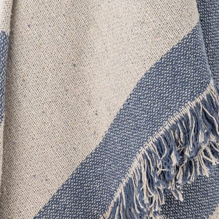 Plaid Ethan tissu bleu / 160 x 130 cm - Coton recyclé - Bloomingville