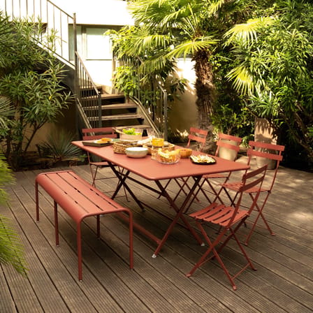 Banc Luxembourg métal marron 3/4 places / L 145 cm - Aluminium - Fermob