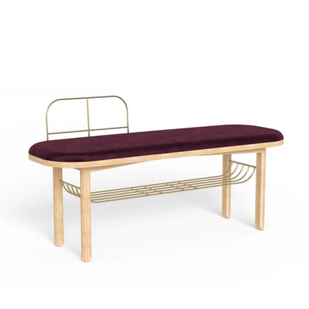 Banc rembourré Eustache tissu bois rouge / L 120 cm - Velours - Hartô