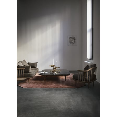 Fauteuil rembourré FLY tissu gris bois naturel / L 87 cm - &tradition