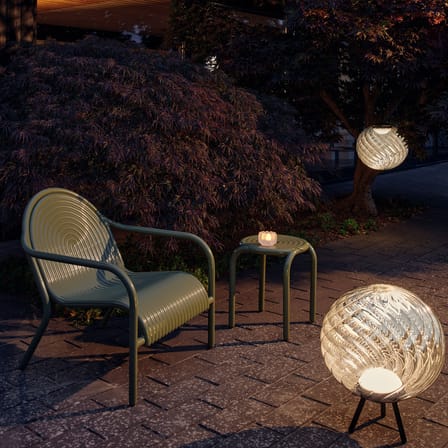 Groove Lounge Low armchair metal green - Tom Dixon