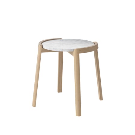 Table d'appoint Mix marbre blanc bois naturel / Ø 46 x H 48 cm - Chêne & marbre - Bolia