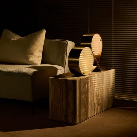 Table d'appoint Pietra pierre beige / 30 x 80 x H 40 cm - Travertin - Gubi