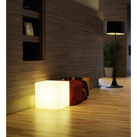 Table d'appoint lumineuse Cubo OUTDOOR plastique blanc / 43 cm - Avec câble - Slide