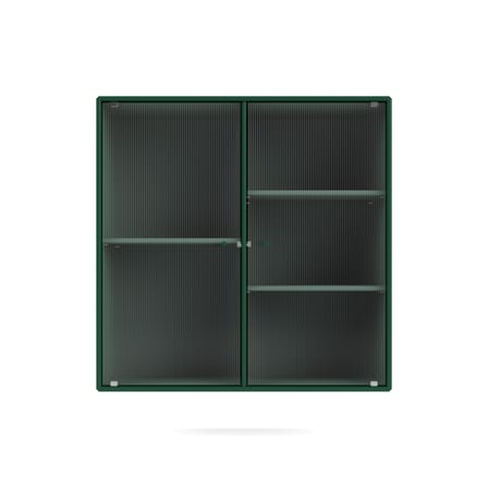 Rangement mural Ripple II bois vert / Vitrine - L 69.6 x P 30 x H 69,6 cm / Verre ondulé - MONTANA